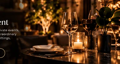 An intimate candlelit dinner table